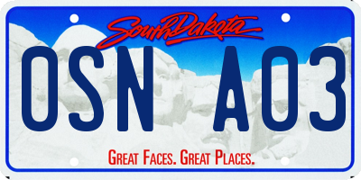 SD license plate 0SNA03