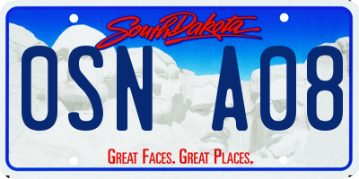 SD license plate 0SNA08