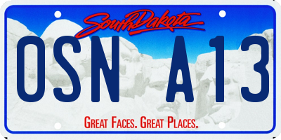 SD license plate 0SNA13