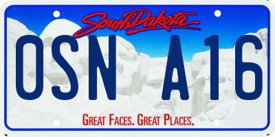 SD license plate 0SNA16