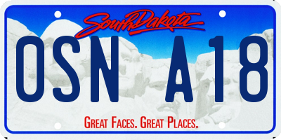 SD license plate 0SNA18
