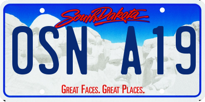 SD license plate 0SNA19