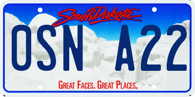 SD license plate 0SNA22