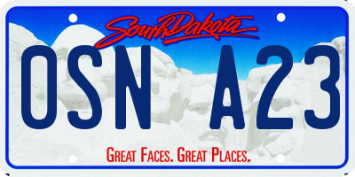 SD license plate 0SNA23