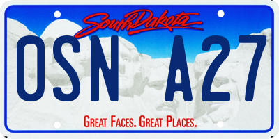 SD license plate 0SNA27