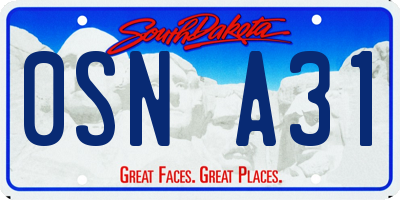 SD license plate 0SNA31