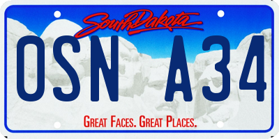 SD license plate 0SNA34