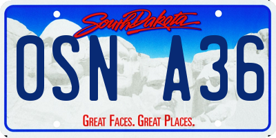 SD license plate 0SNA36