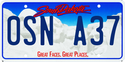 SD license plate 0SNA37