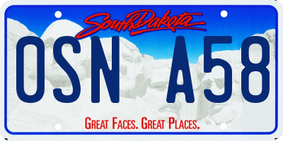 SD license plate 0SNA58