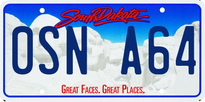 SD license plate 0SNA64