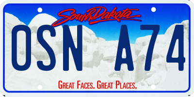 SD license plate 0SNA74