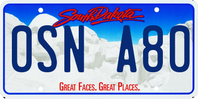 SD license plate 0SNA80