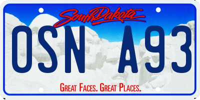 SD license plate 0SNA93
