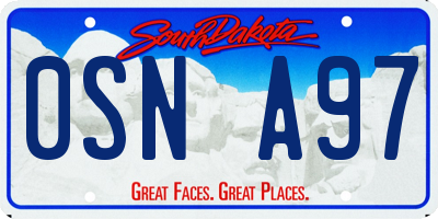 SD license plate 0SNA97