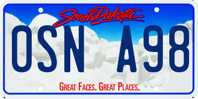 SD license plate 0SNA98
