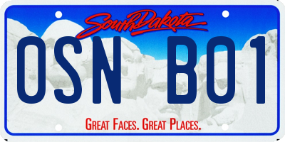 SD license plate 0SNB01