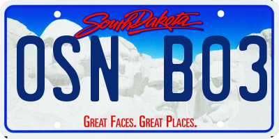 SD license plate 0SNB03