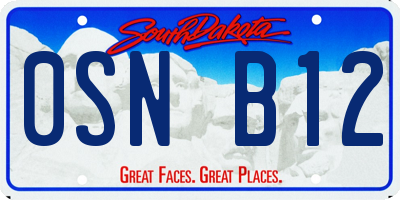 SD license plate 0SNB12