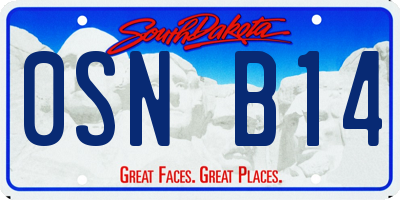 SD license plate 0SNB14