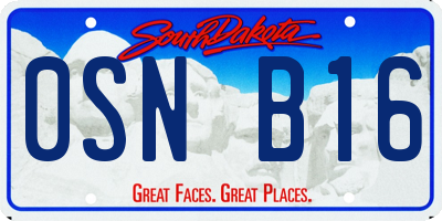 SD license plate 0SNB16