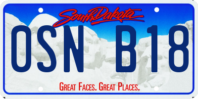 SD license plate 0SNB18