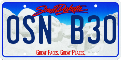 SD license plate 0SNB30