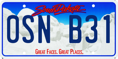 SD license plate 0SNB31