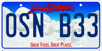 SD license plate 0SNB33