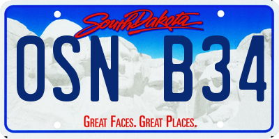 SD license plate 0SNB34