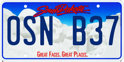 SD license plate 0SNB37