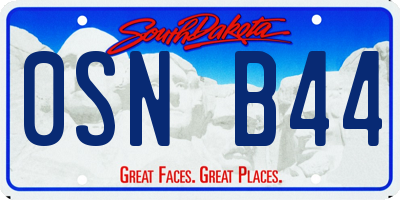 SD license plate 0SNB44