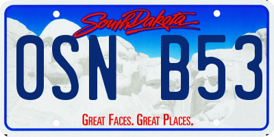 SD license plate 0SNB53