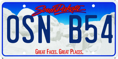 SD license plate 0SNB54