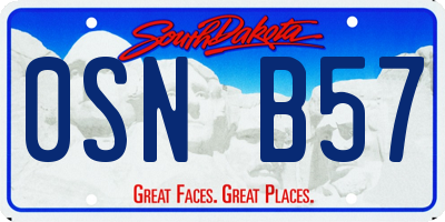 SD license plate 0SNB57