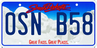SD license plate 0SNB58