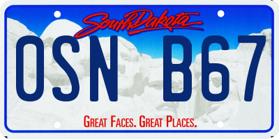 SD license plate 0SNB67