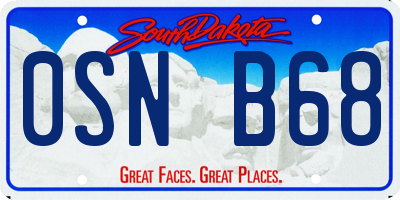 SD license plate 0SNB68