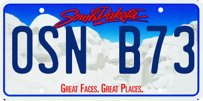 SD license plate 0SNB73