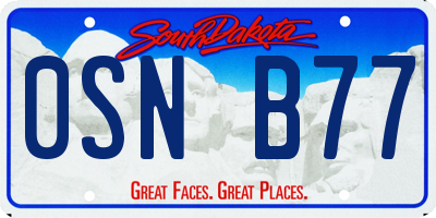 SD license plate 0SNB77