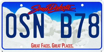 SD license plate 0SNB78