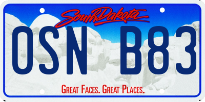SD license plate 0SNB83