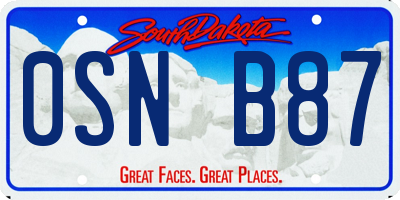 SD license plate 0SNB87