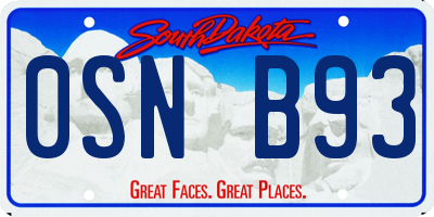 SD license plate 0SNB93