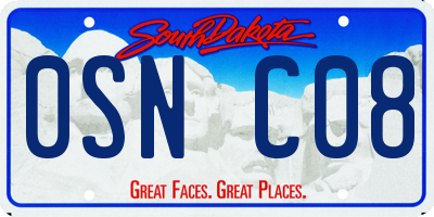 SD license plate 0SNC08