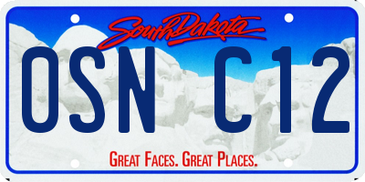 SD license plate 0SNC12