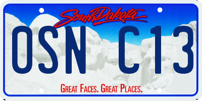SD license plate 0SNC13