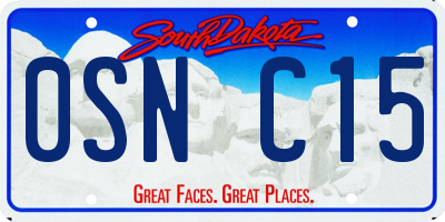 SD license plate 0SNC15