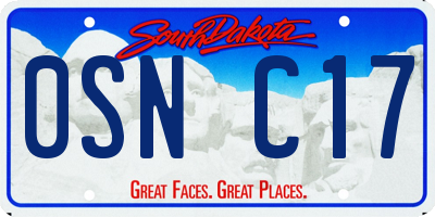 SD license plate 0SNC17