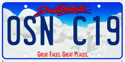 SD license plate 0SNC19